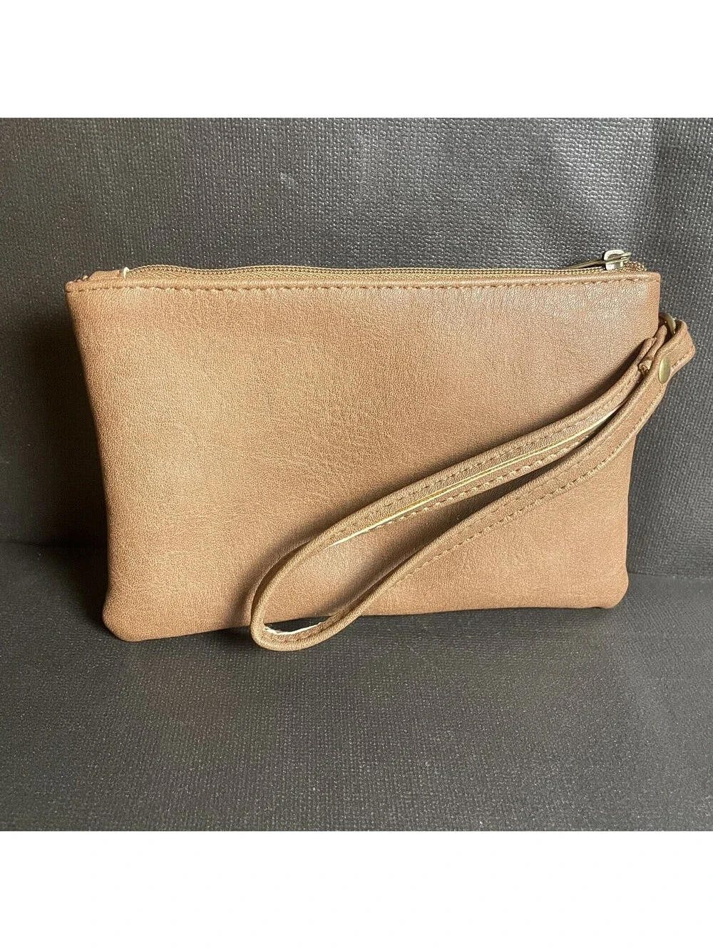 Harry Potter Wristlet Wallet Brown Cosmetic Coin Bag w Strap Ex. Condition Small